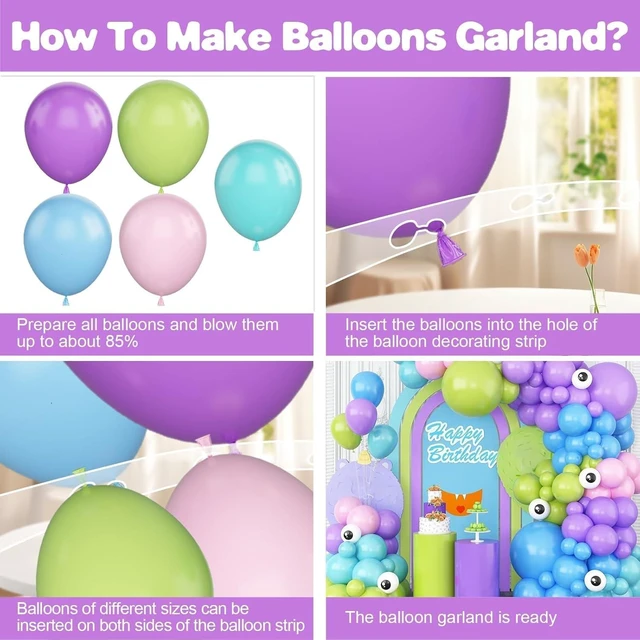 Alt view image 9 of 12 - GRESATEK Monster Balloons Arch Garland Kit, Monster Cartoon Inc Balloons Party Decorations, Purple Green Blue Pink Teal Blue Balloons Arch for Monster Theme Birthday Baby Shower Party Decor