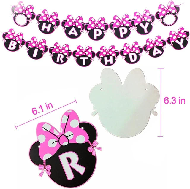 Alt view image 13 of 14 - 50pcs Pink Mouse Birthday Decorations 3 year old Girl Birthday Party Supplies Balloons Cake Topper Cupcake Topper
