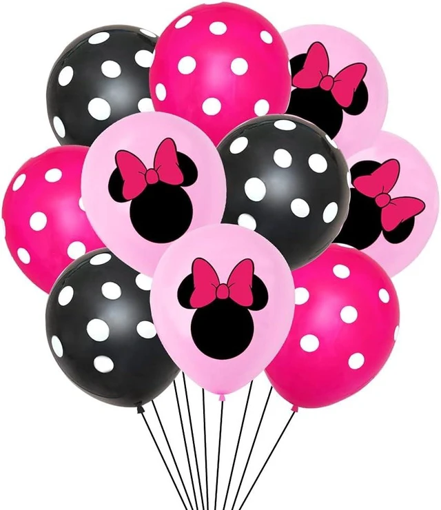 Alt view image 14 of 14 - 50pcs Pink Mouse Birthday Decorations 3 year old Girl Birthday Party Supplies Balloons Cake Topper Cupcake Topper