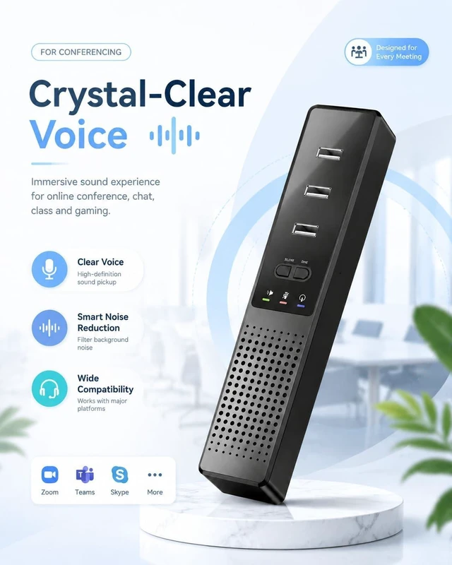 Alt view image 10 of 14 - 3 in 1 USB Computer Speaker with Microphone, PC Laptop Desktop Conference Speaker with Mic for Smart Home Office and Online Study360 Degree Enhanced