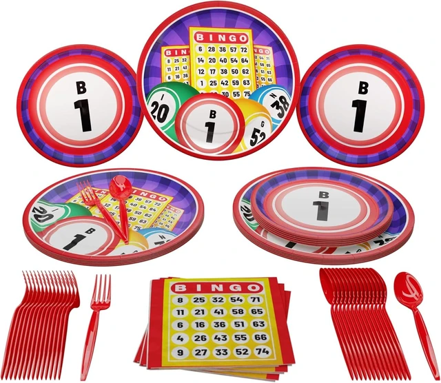 Alt view image 8 of 14 - Bingo Party Supplies Packs (116 Pieces for 16 Guests) - Bingo Theme Party Decorations, Game Night Party Decorations, Las Vegas Theme Party, Party for Adults, Casino Party Decor, Blue Orchards