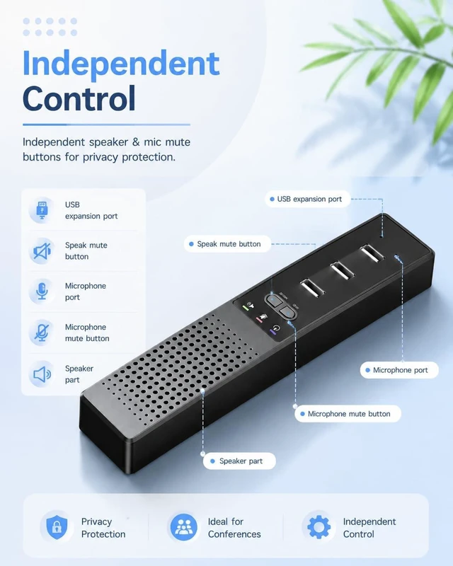 Alt view image 12 of 14 - 3 in 1 USB Computer Speaker with Microphone, PC Laptop Desktop Conference Speaker with Mic for Smart Home Office and Online Study360 Degree Enhanced