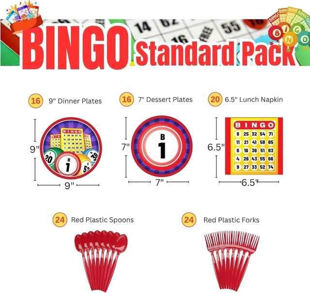 Alt view image 9 of 14 - Bingo Party Supplies Packs (116 Pieces for 16 Guests) - Bingo Theme Party Decorations, Game Night Party Decorations, Las Vegas Theme Party, Party for Adults, Casino Party Decor, Blue Orchards