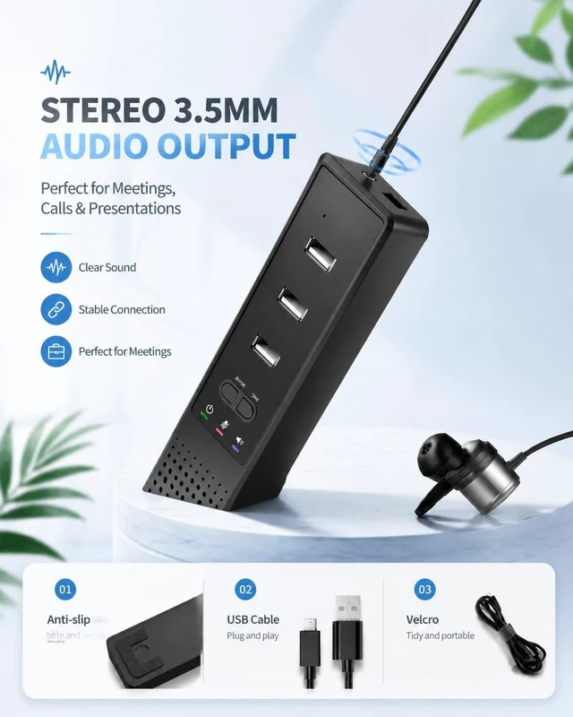 Alt view image 13 of 14 - 3 in 1 USB Computer Speaker with Microphone, PC Laptop Desktop Conference Speaker with Mic for Smart Home Office and Online Study360 Degree Enhanced