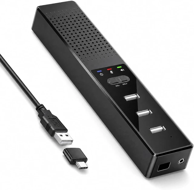 Alt view image 8 of 14 - 3 in 1 USB Computer Speaker with Microphone, PC Laptop Desktop Conference Speaker with Mic for Smart Home Office and Online Study360 Degree Enhanced