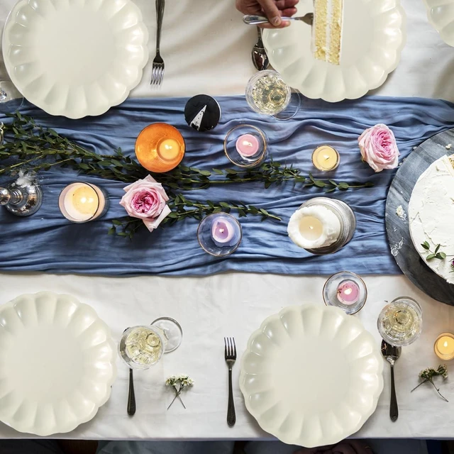 Alt view image 14 of 14 - BHHQHH 50Pcs Disposable Scalloped Paper Plates Shell Edge Dinner Paper Plates for Wedding Baby Shower Birthday Party Bridal Party Supplies(9 Inch)