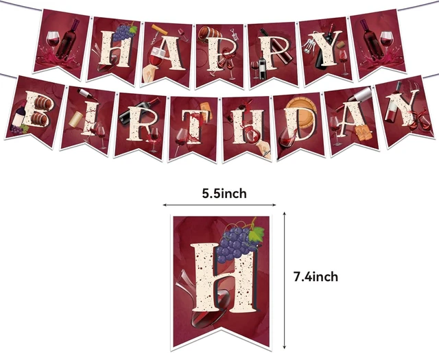 Alt view image 10 of 14 - Red Wine Party Decorations Birthday Decorations Includes Red Wine Happy Birthday Banner Cake Topper Cupcake Toppers Balloons for Wine Party Supplies Men Women Birthday Party