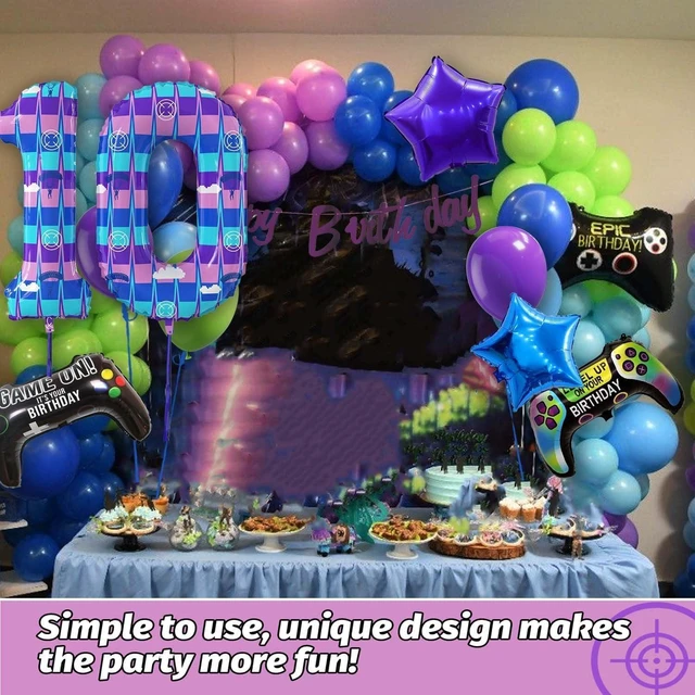 Alt view image 12 of 14 - Video Game Theme Birthday Party Number Balloons Piñata Gaming Party Decor Balloons Large Number Balloons for Kids Battle Boys Birthday Party Decoration Supplies(Number 10 Set)