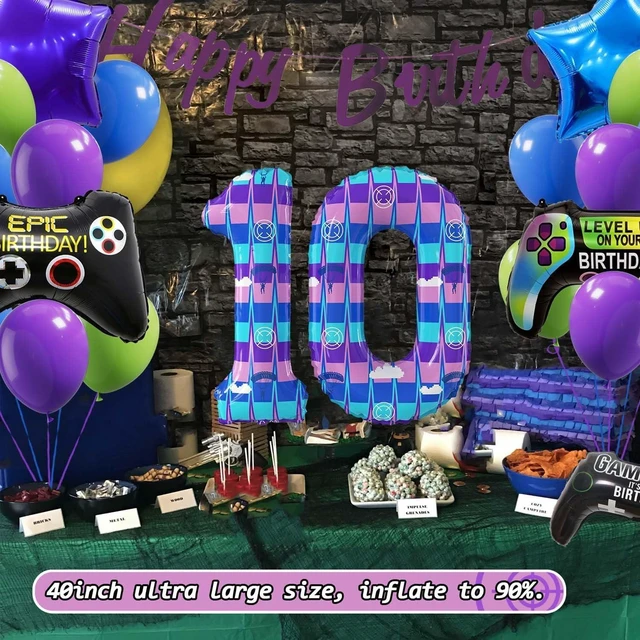 Alt view image 13 of 14 - Video Game Theme Birthday Party Number Balloons Piñata Gaming Party Decor Balloons Large Number Balloons for Kids Battle Boys Birthday Party Decoration Supplies(Number 10 Set)