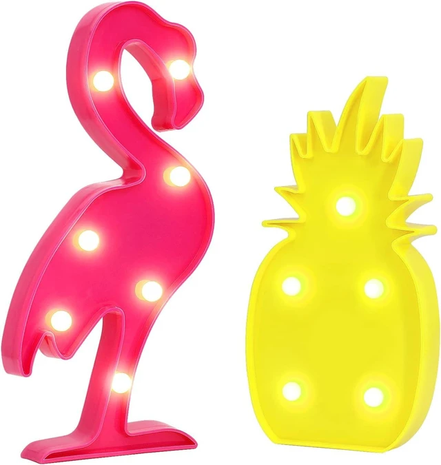 Alt view image 8 of 14 - AceList Luau Party Decorations Flamingos Pineapple Lights Tropical Hawaiian Themed Party Supplies Birthday Decor for Wall Table Desk Centerpieces