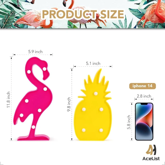 Alt view image 10 of 14 - AceList Luau Party Decorations Flamingos Pineapple Lights Tropical Hawaiian Themed Party Supplies Birthday Decor for Wall Table Desk Centerpieces