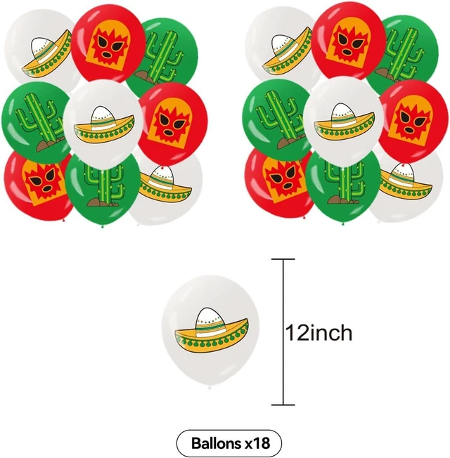 Alt view image 12 of 14 - Mexican Birthday Decoration Set, Mexico Fiesta Happy Birthday Banner, Party Supplies with Banner, Hanging Swirl, Balloon, Cake Topper, Cupcake Topper