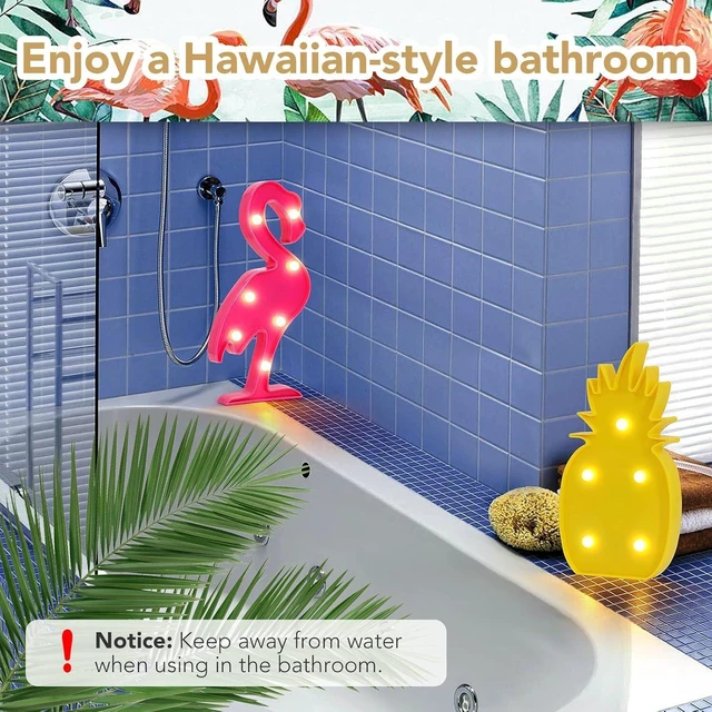 Alt view image 14 of 14 - AceList Luau Party Decorations Flamingos Pineapple Lights Tropical Hawaiian Themed Party Supplies Birthday Decor for Wall Table Desk Centerpieces