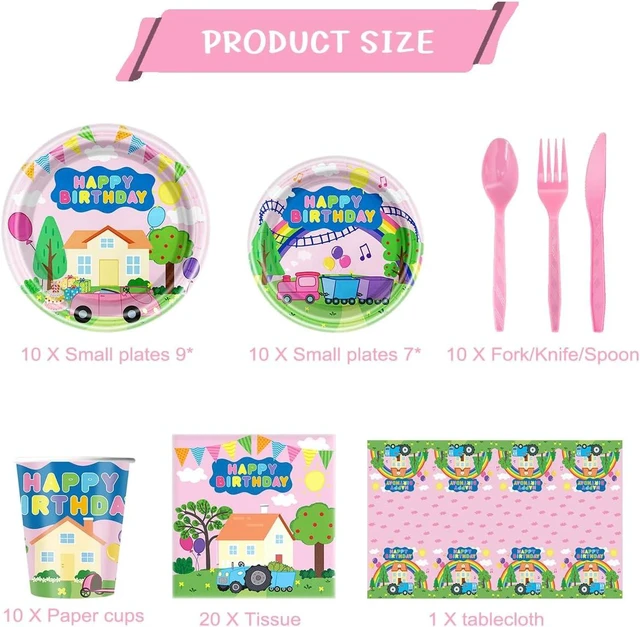 Alt view image 7 of 10 - 81Pcs Pink Pig Party Tableware Set pink pig Party Decoration pink pig Birthday Party Supplies