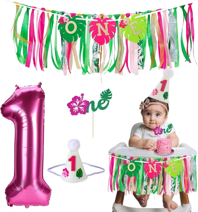 Alt view image 8 of 14 - Hawaiian Aloha High Chair Banner for 1st Birthday Party Decoration Tropical Hawaiian Luau One High Chair Tassel Garland Banner for Girls Baby Shower Moana 1st Birthday Party Backdrop Decoration