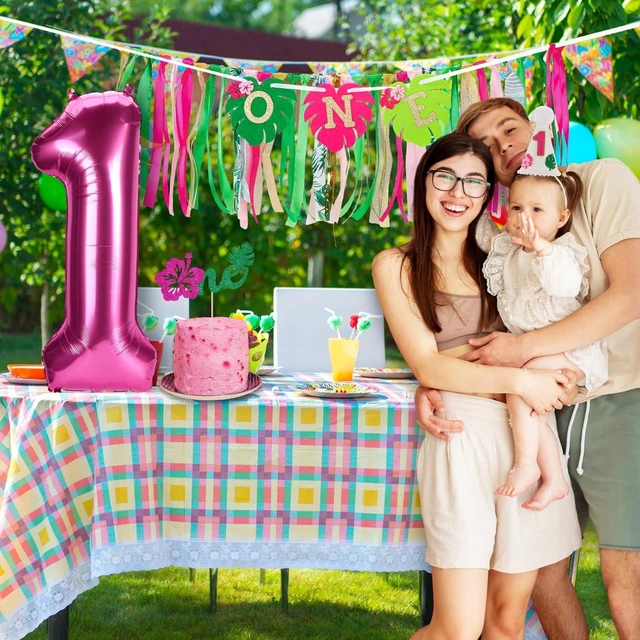 Alt view image 12 of 14 - Hawaiian Aloha High Chair Banner for 1st Birthday Party Decoration Tropical Hawaiian Luau One High Chair Tassel Garland Banner for Girls Baby Shower Moana 1st Birthday Party Backdrop Decoration