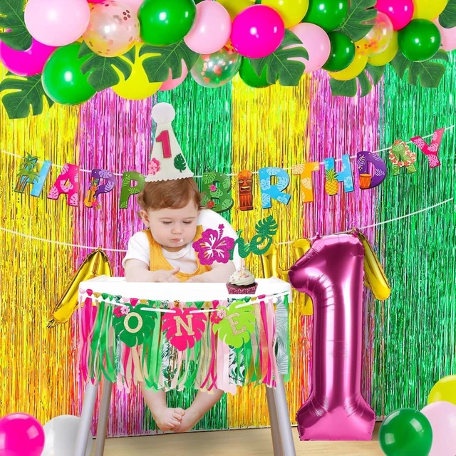 Alt view image 10 of 14 - Hawaiian Aloha High Chair Banner for 1st Birthday Party Decoration Tropical Hawaiian Luau One High Chair Tassel Garland Banner for Girls Baby Shower Moana 1st Birthday Party Backdrop Decoration