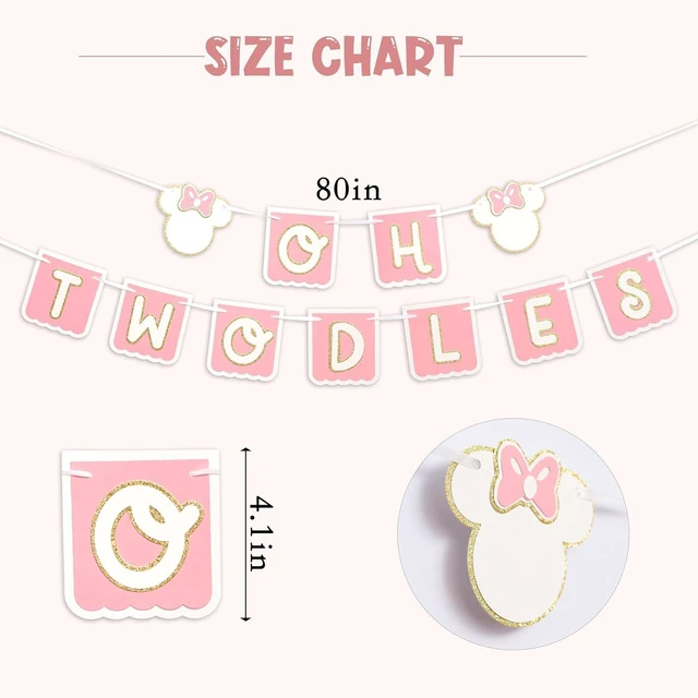 Alt view image 9 of 14 - Oh Twodles Birthday Banner - Mouse 2nd Birthday Banner, Oh Twodles Happy 2nd Birthday Party Decorations Supplies Garland (Pink)