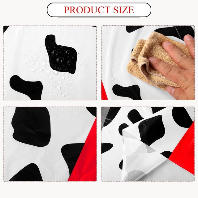 Alt view image 10 of 14 - Oudain 4 Pcs Cow Tablecloth for Party Cowgirl Cow Table Runner Print Rectangular Birthday Party Inspired Decorations Supplies (Red)