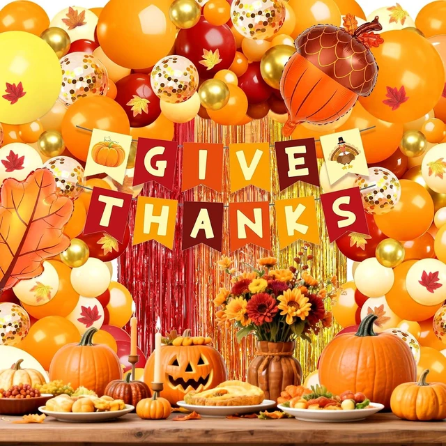 Alt view image 14 of 14 - Thanksgiving Party Supplies, Thanksgiving Party Decorations Include Thanks Giving Banner Balloons for Fall Autumn Party Decor Holiday