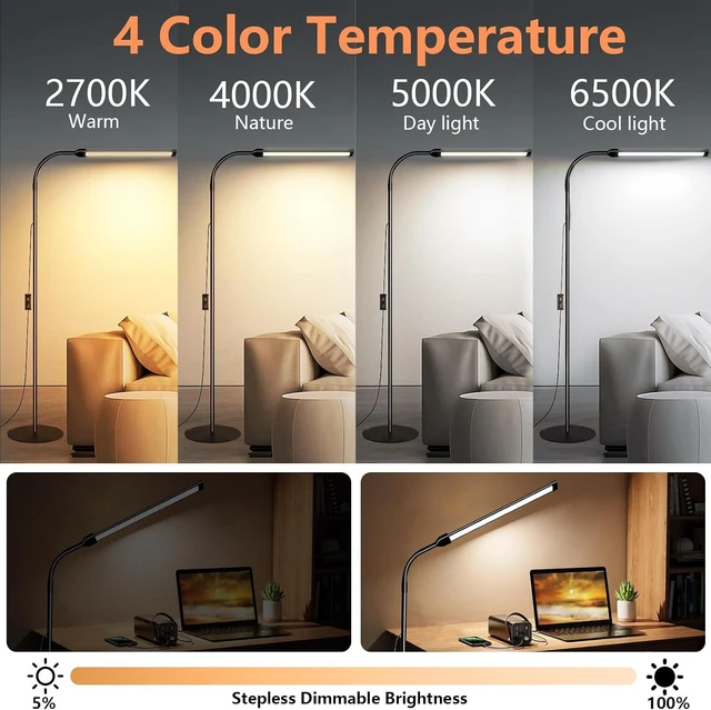 Alt view image 9 of 12 - 18W Tattoo Lamp 3000K-6000K Colors and Dimmable, Lash Light Makeup Light with USB Port 112 Bulls Led Floor Lamp for for Living Room lamp Bedroom Light