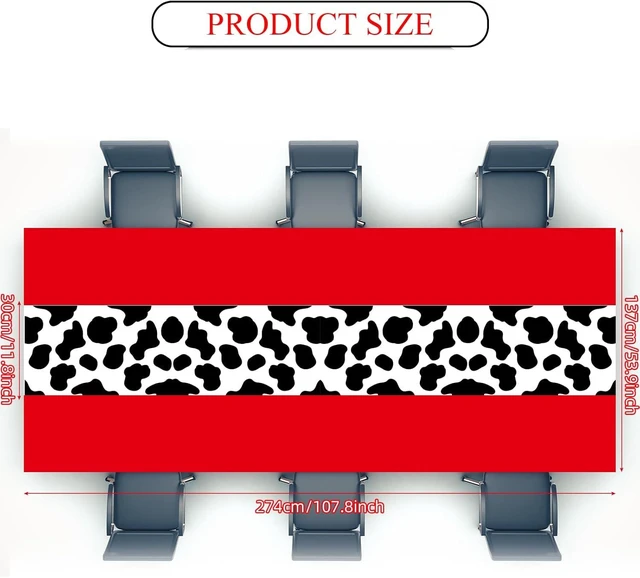 Alt view image 9 of 14 - Oudain 4 Pcs Cow Tablecloth for Party Cowgirl Cow Table Runner Print Rectangular Birthday Party Inspired Decorations Supplies (Red)