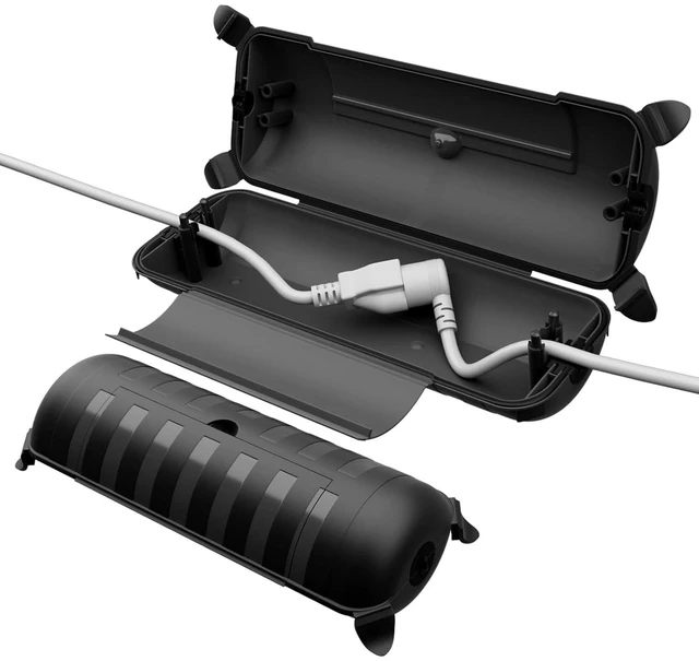 Alt view image 8 of 14 - RESTMO 2 Pack Outdoor Extension Cord Cover, IP44 Waterproof Electrical Box | Weatherproof, Safety Seal Enclosure to Protect Extension Cables, Strip Light, Power Tool, Timers, Black