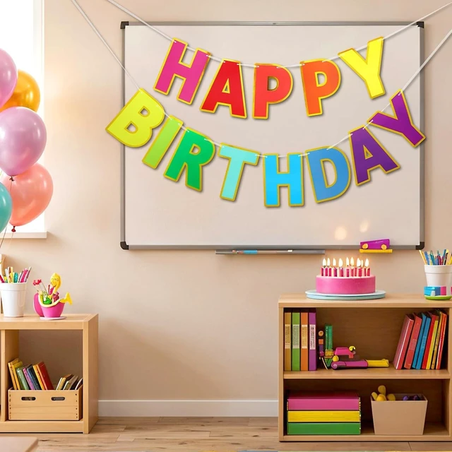 Alt view image 12 of 14 - Happy Birthday Banner - 9ft Pre-Strung Happy Birthday Sign for Women, Men, Girls, Boys - No DIY Birthday Decorations & Party Supplies(Colorful)