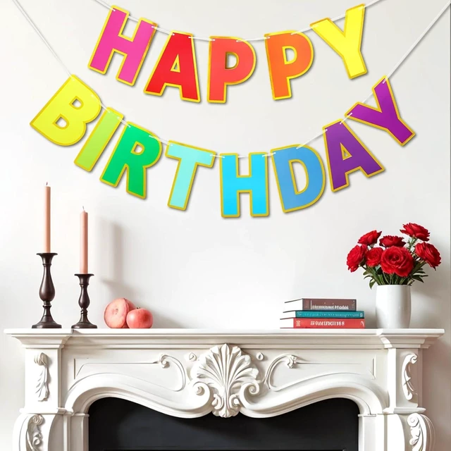 Alt view image 14 of 14 - Happy Birthday Banner - 9ft Pre-Strung Happy Birthday Sign for Women, Men, Girls, Boys - No DIY Birthday Decorations & Party Supplies(Colorful)