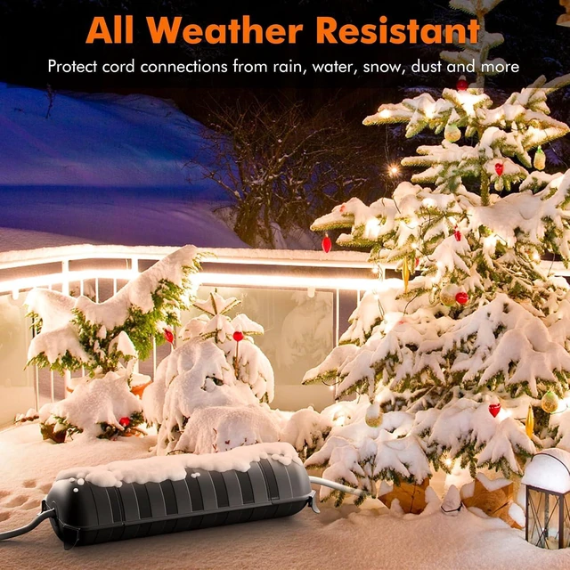 Alt view image 13 of 14 - RESTMO 2 Pack Outdoor Extension Cord Cover, IP44 Waterproof Electrical Box | Weatherproof, Safety Seal Enclosure to Protect Extension Cables, Strip Light, Power Tool, Timers, Black