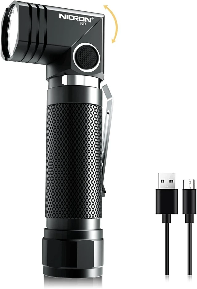 Alt view image 8 of 14 - NICRON Flashlights,Rechargeable Magnetic Flashlight Super Bright 1000 lumens 6 Modes led Flashlight for Camping,Garage Work, 90°Twist EDC Pocket Tactical Flashlight IP65 Waterproof N9