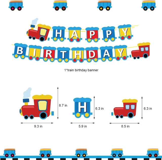 Alt view image 11 of 14 - JOPARY Train 5th Birthday Decorations for Boys - 5 Years Old Birthday Party Supplies Number 5 Foil Balloons, Train Birthday Banner, Latex Balloons for Boys Girls Train Theme Party Decors