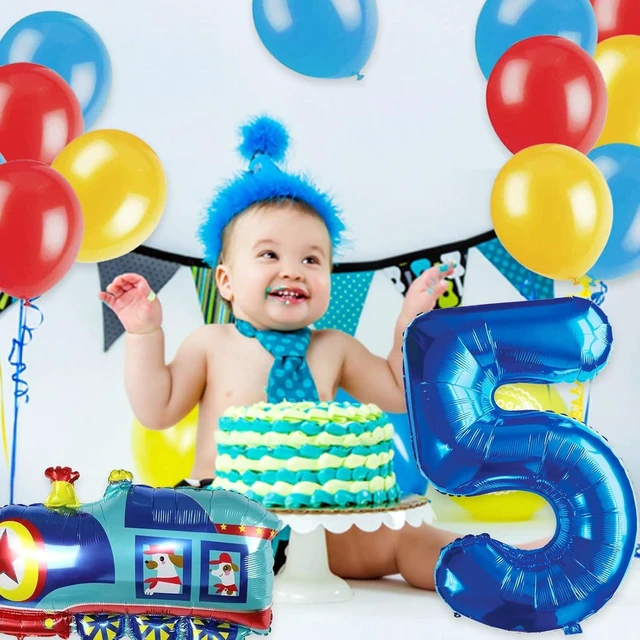 Alt view image 14 of 14 - JOPARY Train 5th Birthday Decorations for Boys - 5 Years Old Birthday Party Supplies Number 5 Foil Balloons, Train Birthday Banner, Latex Balloons for Boys Girls Train Theme Party Decors