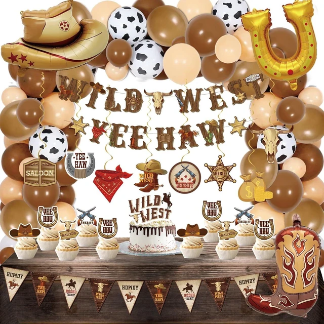 Alt view image 8 of 14 - Western Party Decorations - 120PCS cowboy party decorations, Swirls Wild West Banners, Cowboy Boot and Hat Balloons,rodeo party Hanging Swirls for Boys Birthday Western Baby Shower Party Decor