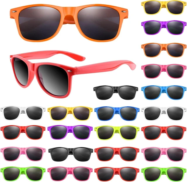 Alt view image 8 of 14 - FEPITO 24 Packs Party Sunglasses Bulk Neon Colors Sunglasses for Birthday Party Supplies Treat Bag Fillers for Beach Pool Party Toys for Adults
