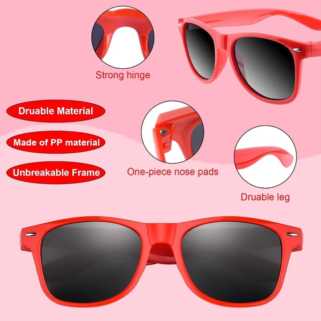 Alt view image 12 of 14 - FEPITO 24 Packs Party Sunglasses Bulk Neon Colors Sunglasses for Birthday Party Supplies Treat Bag Fillers for Beach Pool Party Toys for Adults