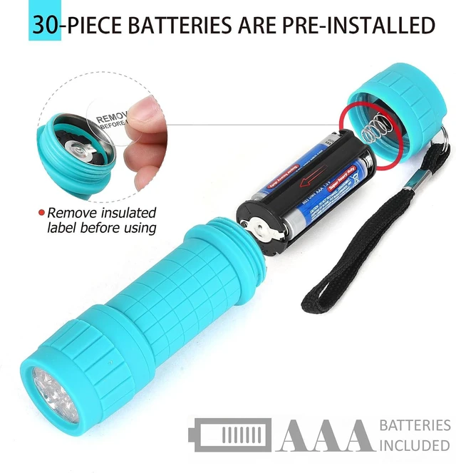 Alt view image 11 of 14 - FASTPRO 10-Pack, 9-LED Mini Flashlight Set, AAA Batteries are Included and Pre-Installed, Perfect for Class Teaching, Camping, Wedding Favor