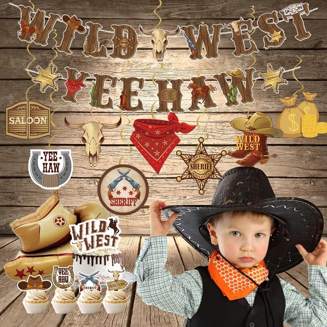 Alt view image 10 of 14 - Western Party Decorations - 120PCS cowboy party decorations, Swirls Wild West Banners, Cowboy Boot and Hat Balloons,rodeo party Hanging Swirls for Boys Birthday Western Baby Shower Party Decor