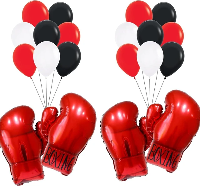 Alt view image 7 of 12 - Boxing gloves balloons,boxing party decorations balloons,wrestling birthday party supplies balloon for youth boxing party decor/fight night party balloons