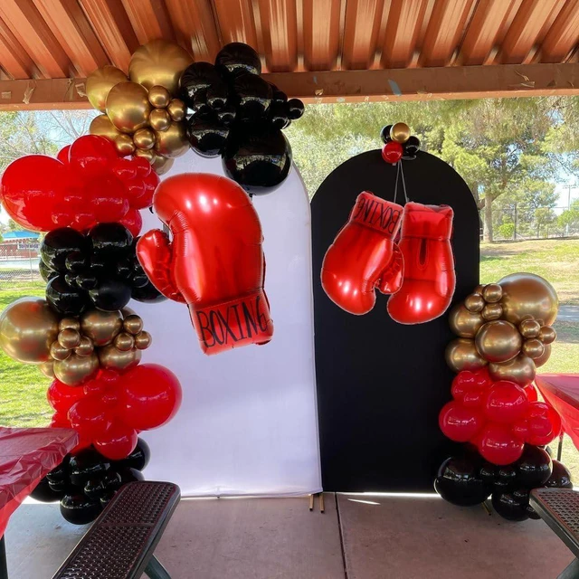 Alt view image 11 of 12 - Boxing gloves balloons,boxing party decorations balloons,wrestling birthday party supplies balloon for youth boxing party decor/fight night party balloons