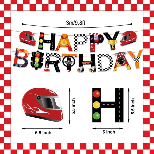 Alt view image 8 of 12 - Race Car Party Decorations Race Cars Happy Birthday Banner Racer Hanging Swirls Car Themed Honeycomb Centerpieces for Cars Birthday Party Supplies