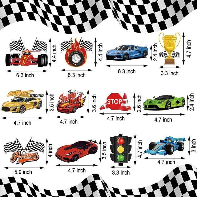 Alt view image 9 of 12 - Race Car Party Decorations Race Cars Happy Birthday Banner Racer Hanging Swirls Car Themed Honeycomb Centerpieces for Cars Birthday Party Supplies