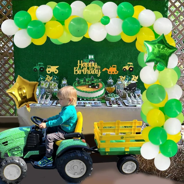 Alt view image 14 of 14 - Hombae Tractor Birthday Party Decorations, Farm Green Tractor Themed Party Supplies with Backdrop, Balloon Garland, Banner, Cake Topper