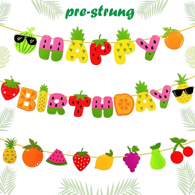 Alt view image 9 of 14 - Fruit Theme Birthday Party Decorations Happy Birthday Felt Banner Fruit Patterns Garland for Summer Fruit Themed Party Baby Shower Supplies