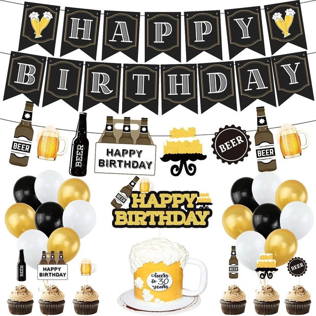 Alt view image 8 of 14 - Beer Birthday Party Decorations, Cheers and Beers Happy Birthday Party Banner Balloons Decorations Aged to Perfection Party Supplies for Men 30th 40th 50th Beer Birthdays Party Decorations