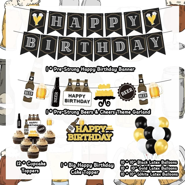 Alt view image 9 of 14 - Beer Birthday Party Decorations, Cheers and Beers Happy Birthday Party Banner Balloons Decorations Aged to Perfection Party Supplies for Men 30th 40th 50th Beer Birthdays Party Decorations