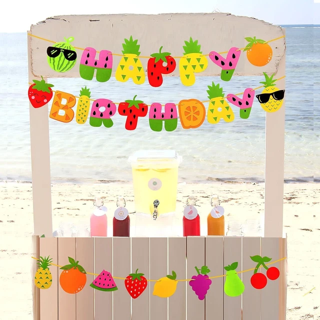 Alt view image 14 of 14 - Fruit Theme Birthday Party Decorations Happy Birthday Felt Banner Fruit Patterns Garland for Summer Fruit Themed Party Baby Shower Supplies