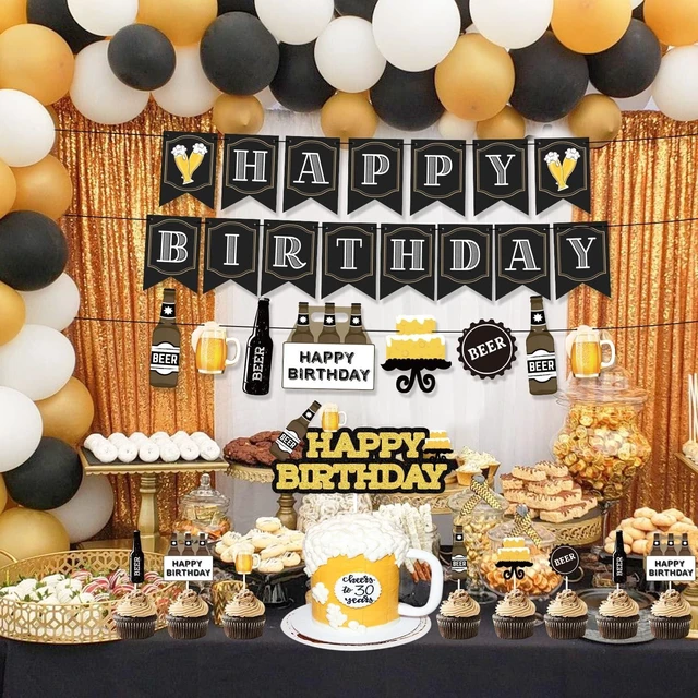 Alt view image 11 of 14 - Beer Birthday Party Decorations, Cheers and Beers Happy Birthday Party Banner Balloons Decorations Aged to Perfection Party Supplies for Men 30th 40th 50th Beer Birthdays Party Decorations
