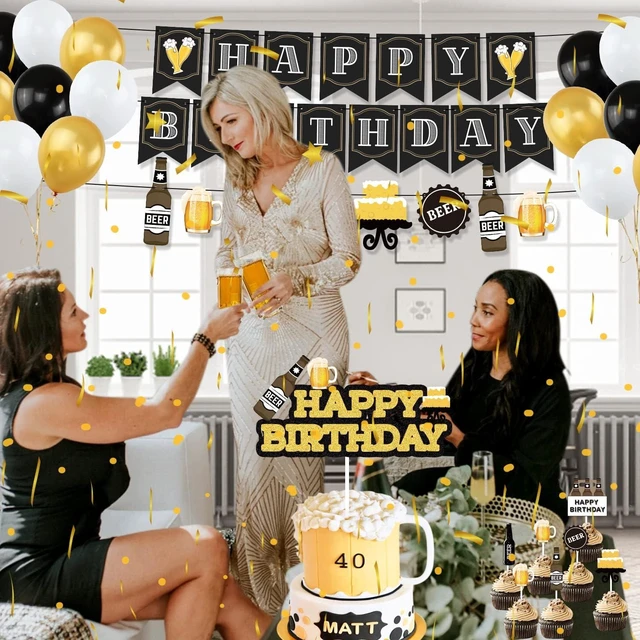 Alt view image 13 of 14 - Beer Birthday Party Decorations, Cheers and Beers Happy Birthday Party Banner Balloons Decorations Aged to Perfection Party Supplies for Men 30th 40th 50th Beer Birthdays Party Decorations