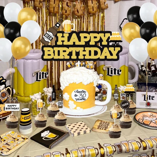 Alt view image 14 of 14 - Beer Birthday Party Decorations, Cheers and Beers Happy Birthday Party Banner Balloons Decorations Aged to Perfection Party Supplies for Men 30th 40th 50th Beer Birthdays Party Decorations